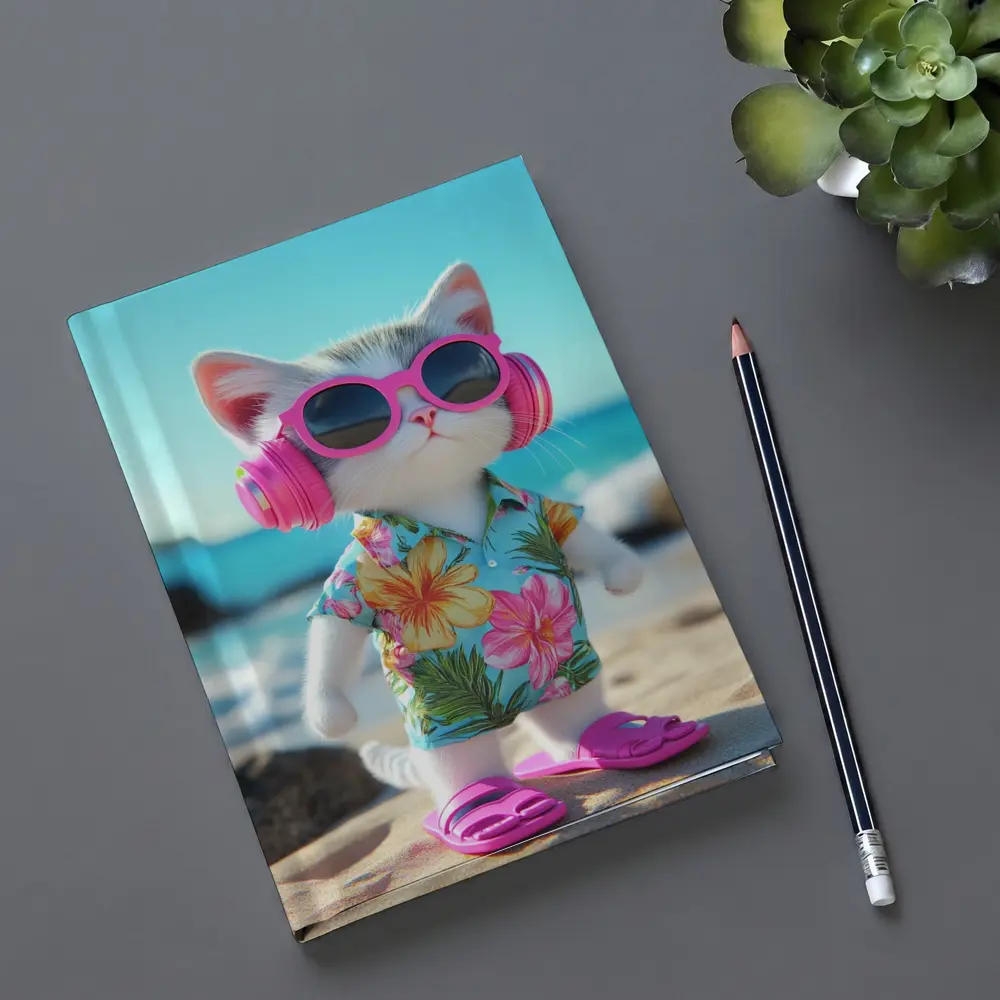 Cool Cat Beach Hawaiian Shirt Summer Vibes – Notebooks