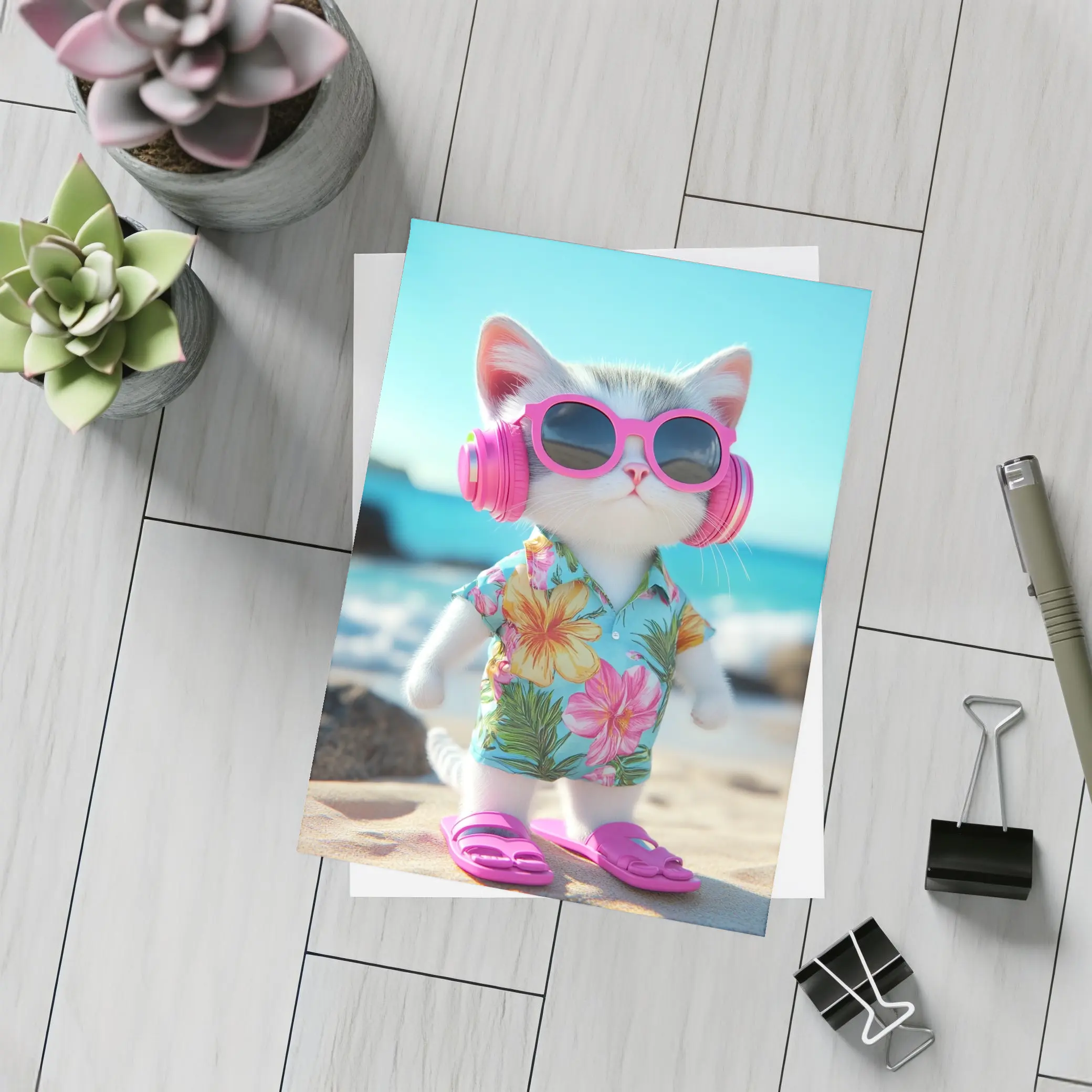 Cool Cat Beach Hawaiian Shirt Summer Vibes – Postcards