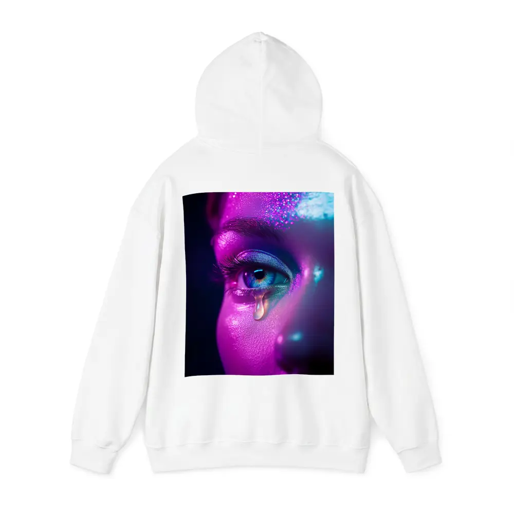 Neon Glitter Eye Tear Dark Background – Hoodies