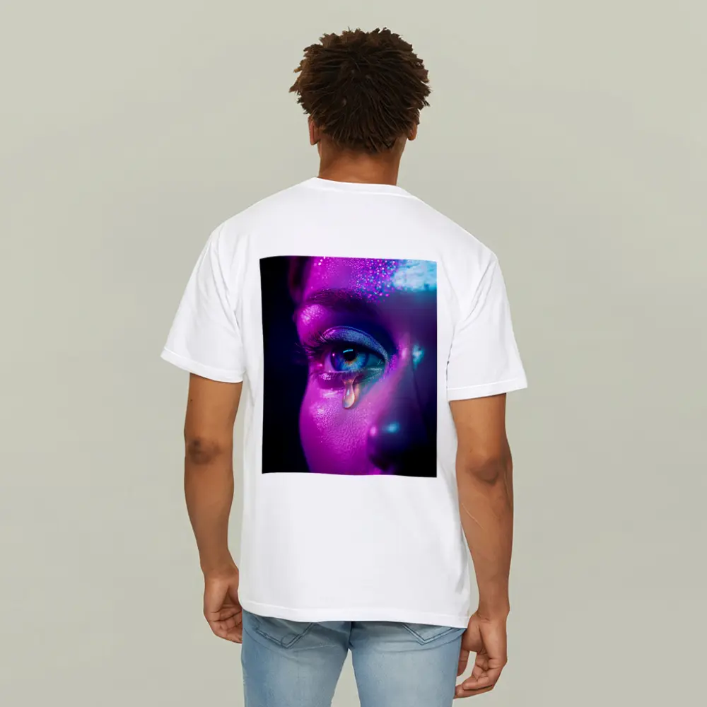 Neon Glitter Eye Tear Dark Background – T-Shirts