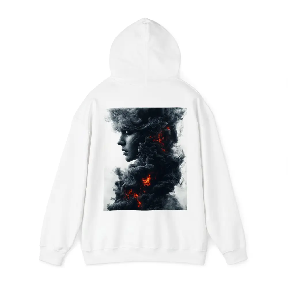 Woman Face Dark Smoke Fire Abstract Art – Hoodies