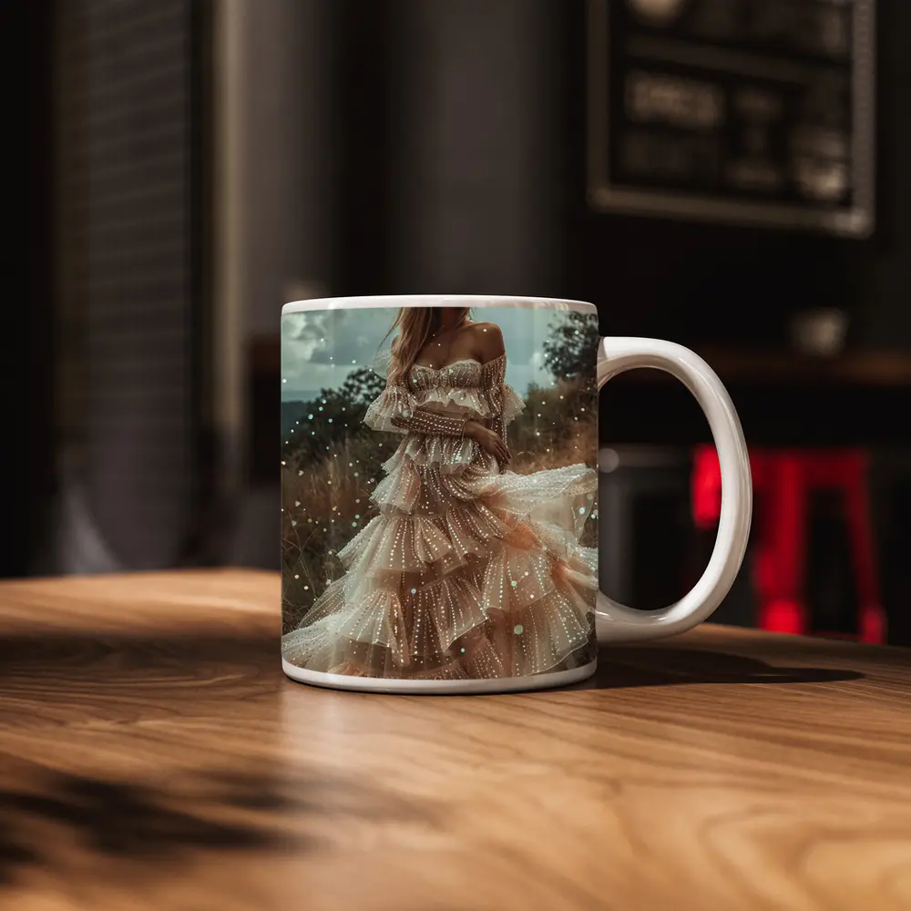 Boho Woman Tiered Tulle Dress Outdoor – Mugs