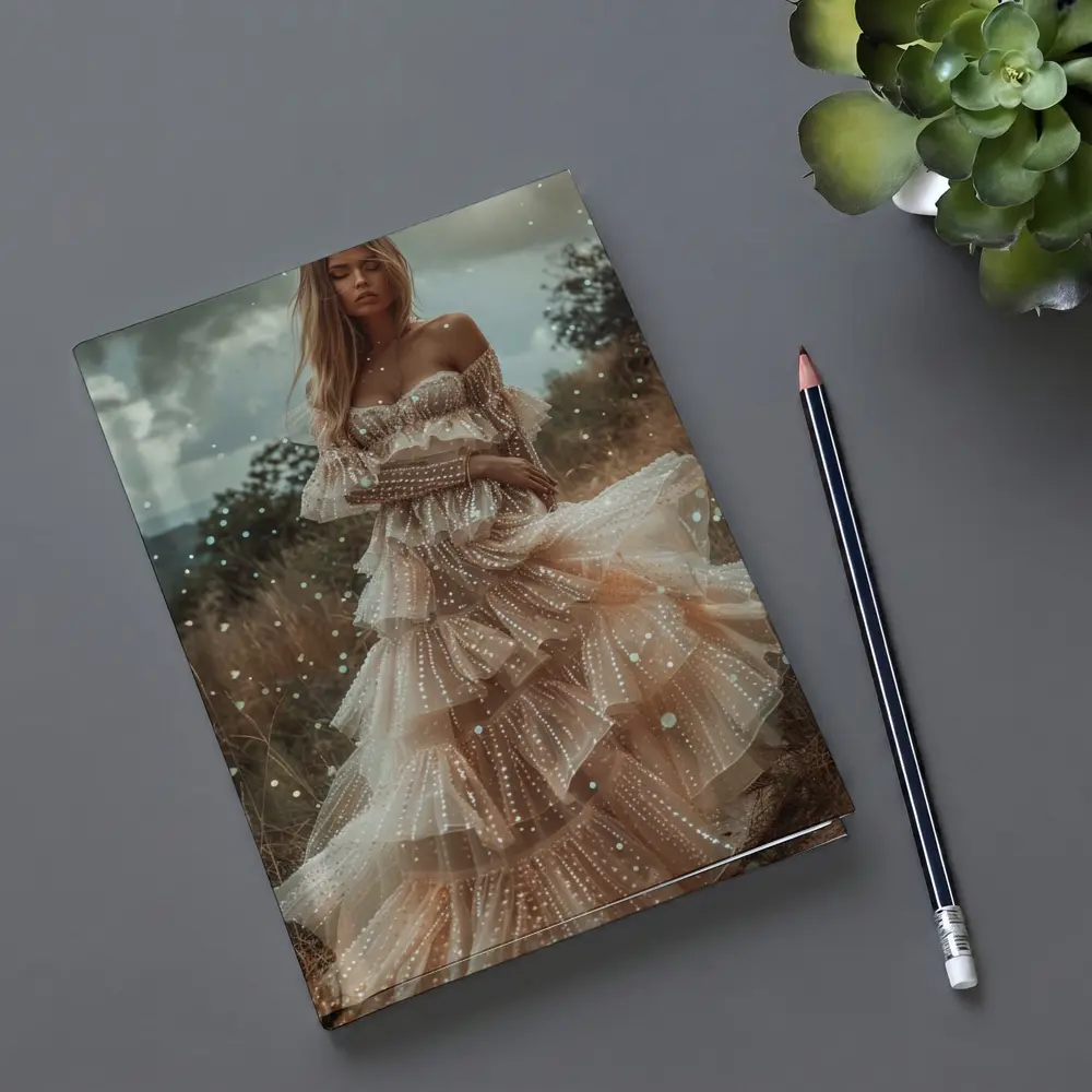 Boho Woman Tiered Tulle Dress Outdoor – Notebooks