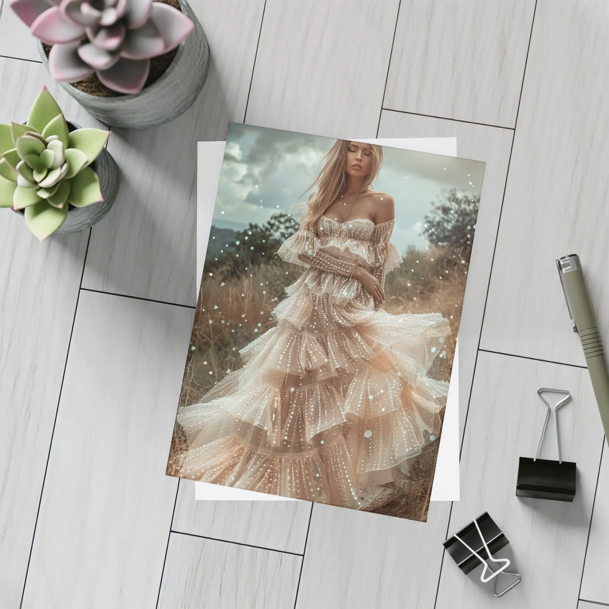 Boho Woman Tiered Tulle Dress Outdoor – Postcards