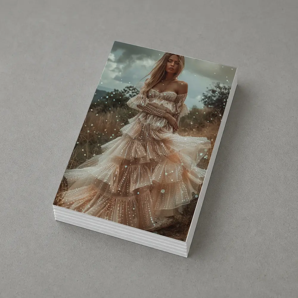 Boho Woman Tiered Tulle Dress Outdoor – Postcards
