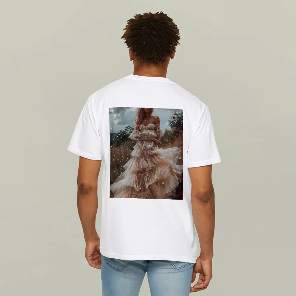 Boho Woman Tiered Tulle Dress Outdoor – T-Shirts