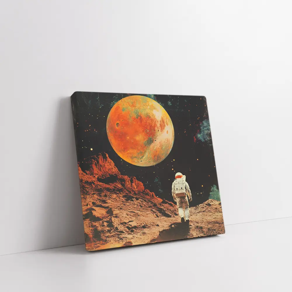 Astronaut Walking On Mars Retro Collage Art – Wall Art