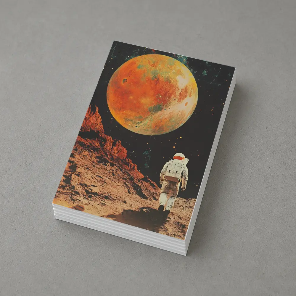 Astronaut Walking On Mars Retro Collage Art – Postcards