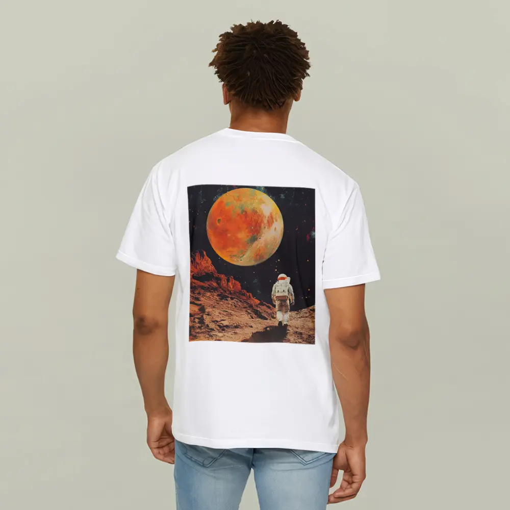 Astronaut Walking On Mars Retro Collage Art – T-Shirts