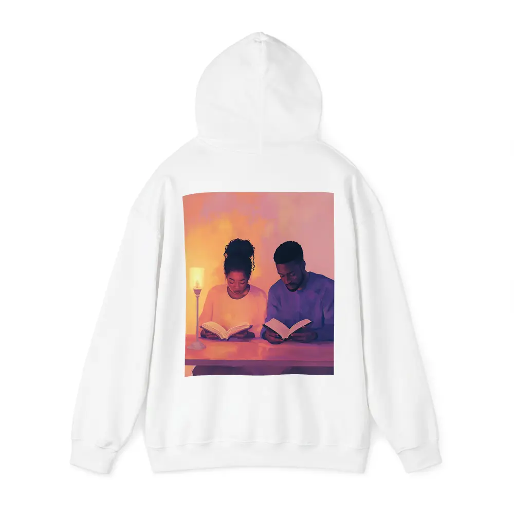 Couple Reading Books Warm Candlelight Digital Art – Hoodies