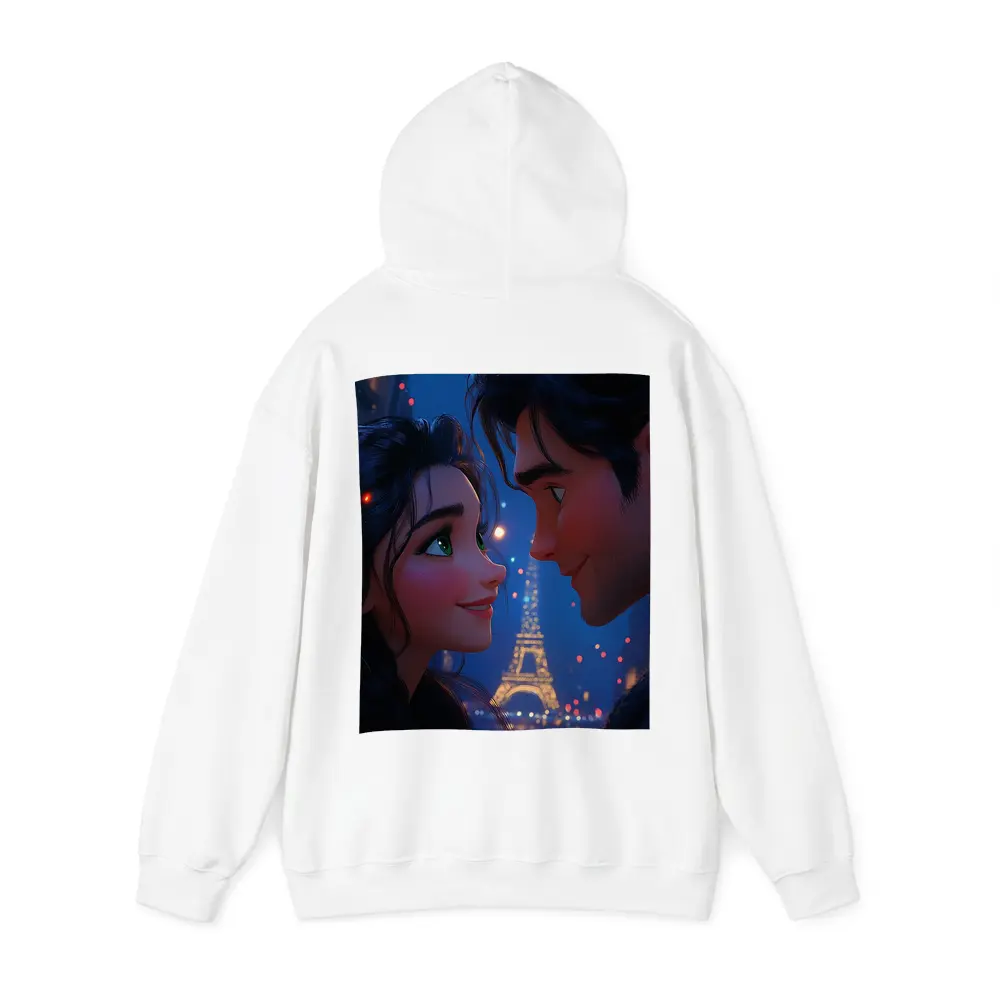 Romantic Couple Cartoon Paris Eiffel Tower Night – Hoodies