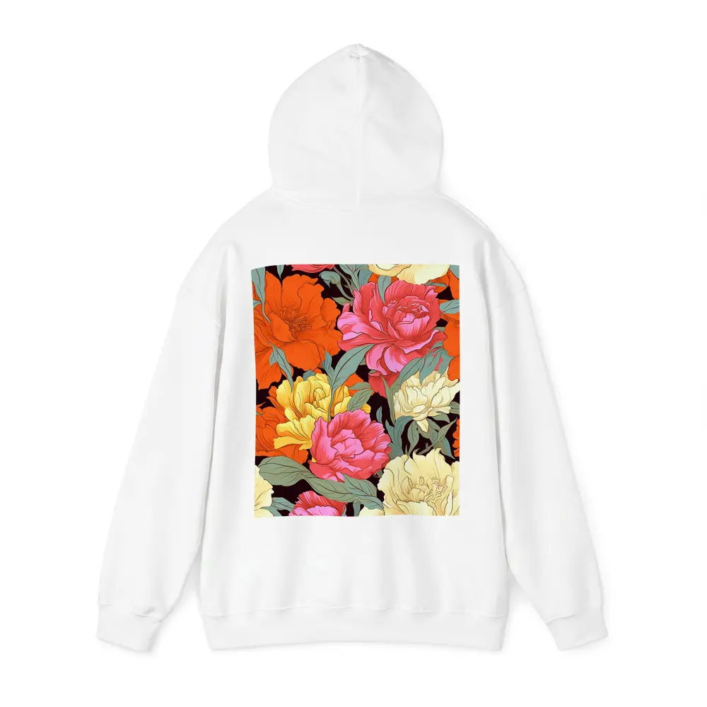 Bold Peony Floral Pattern Dark Background – Hoodies