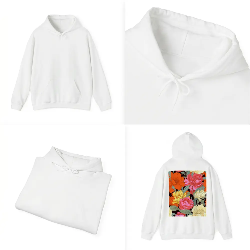 Bold Peony Floral Pattern Dark Background – Hoodies