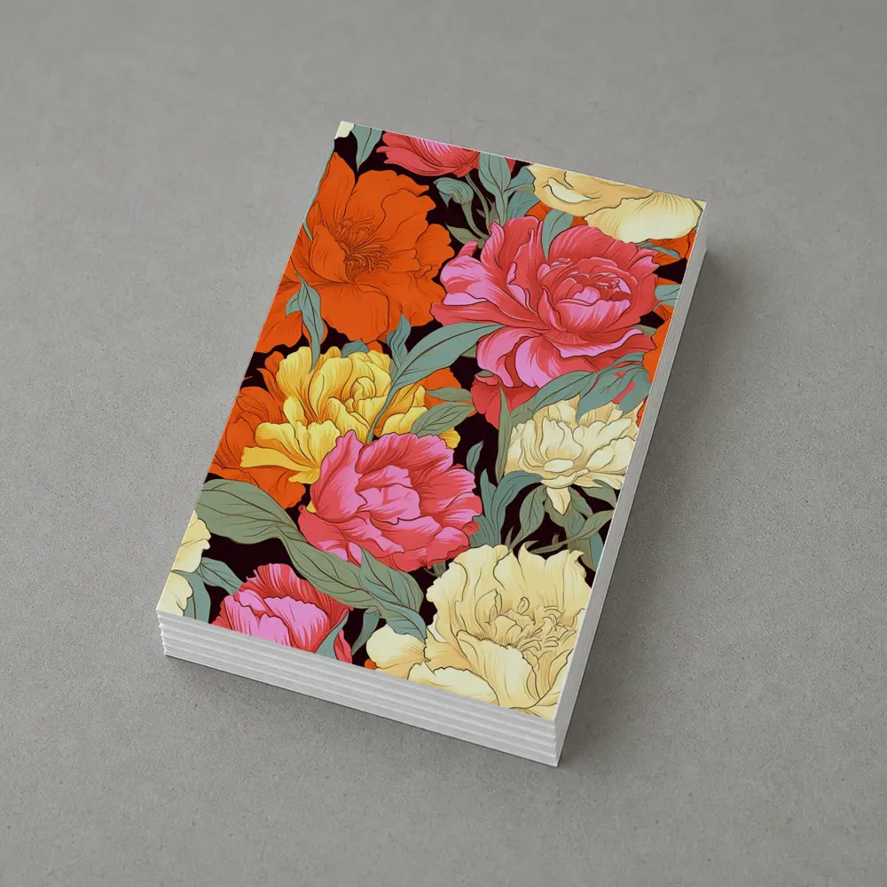 Bold Peony Floral Pattern Dark Background – Postcards