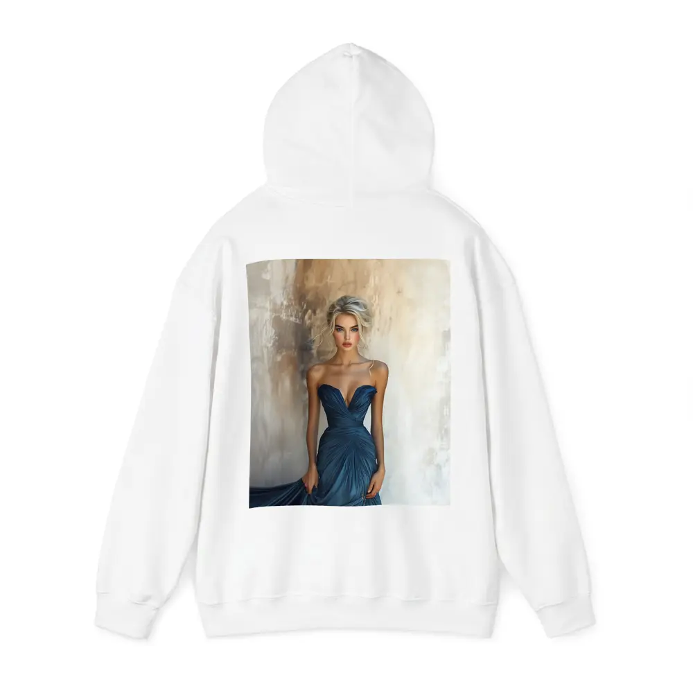 Elegant Woman Blue Gown Textured Wall – Hoodies
