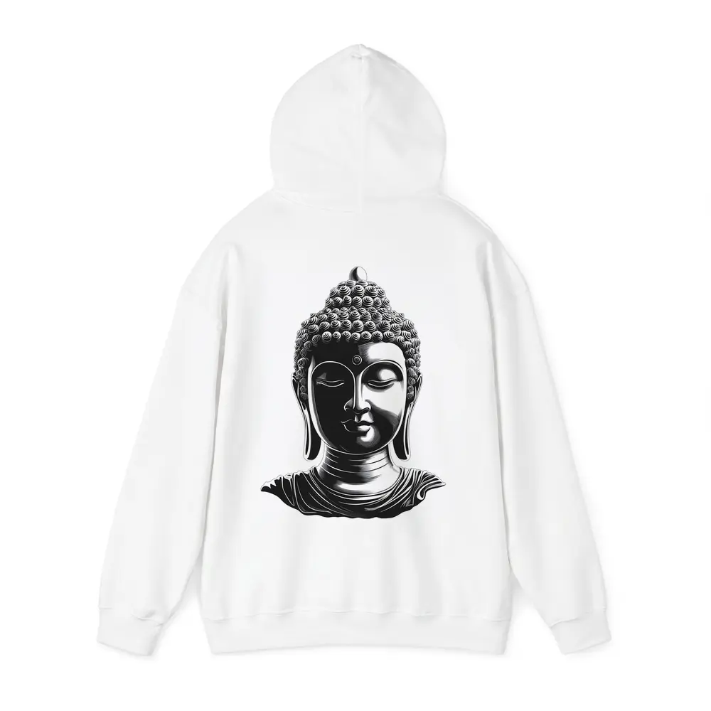 Black and White Buddha Head Illustration Art – Hoodies