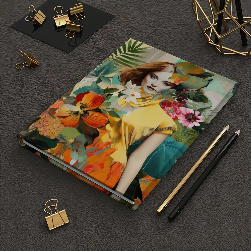 Fashion Woman Tropical Flowers Collage Art – Notebooks
