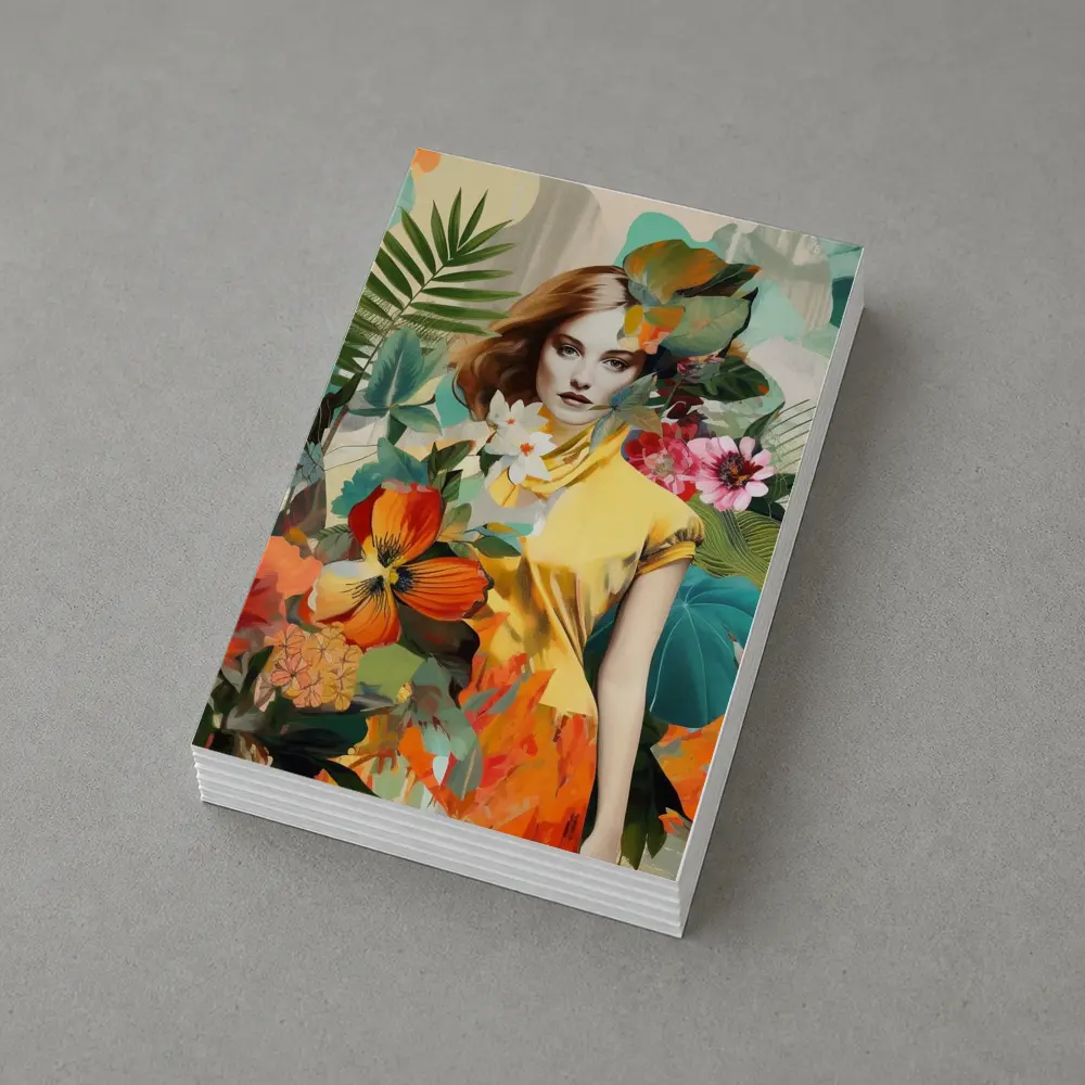 Fashion Woman Tropical Flowers Collage Art – Postcards