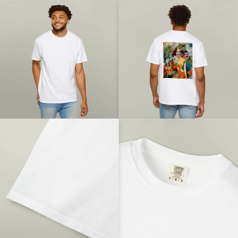 Fashion Woman Tropical Flowers Collage Art – T-Shirts