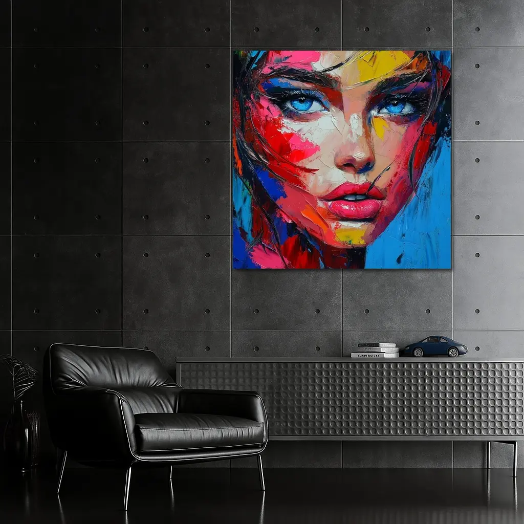 Bold Abstract Woman Portrait Expressive Oil Painting – Wall Art