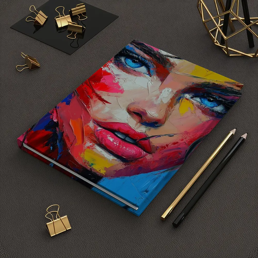 Bold Abstract Woman Portrait Expressive Oil Painting – Notebooks