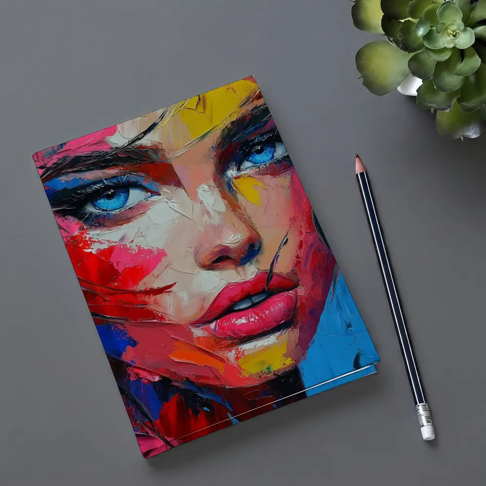 Bold Abstract Woman Portrait Expressive Oil Painting – Notebooks