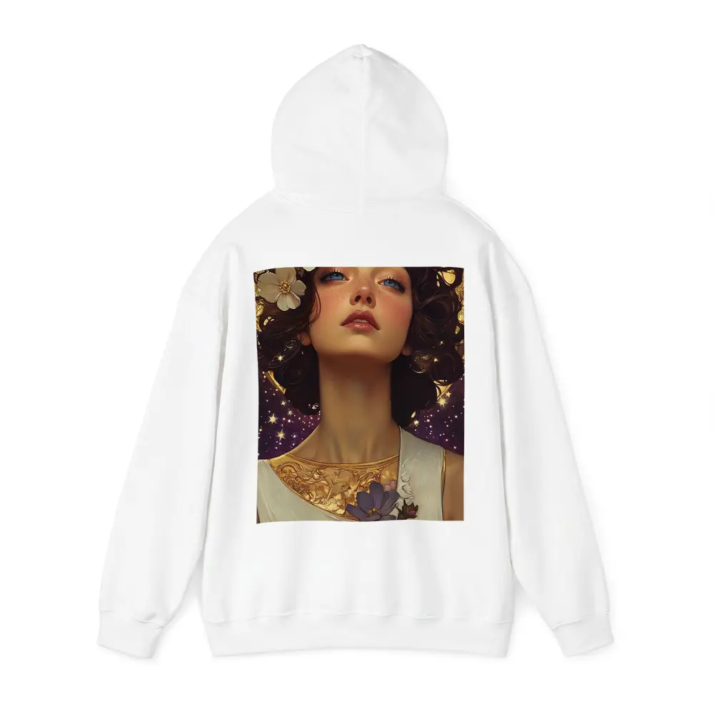 Art Nouveau Woman Gold Floral Starry Night – Hoodies