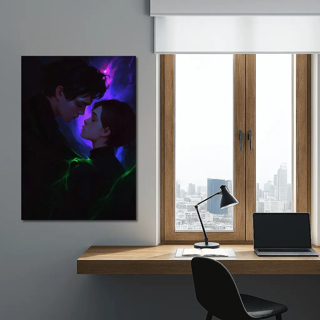Dark Fantasy Couple Glowing Purple Green – Wall Art