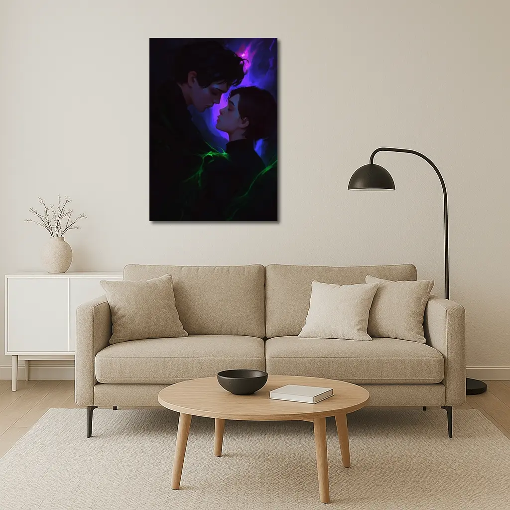 Dark Fantasy Couple Glowing Purple Green – Wall Art