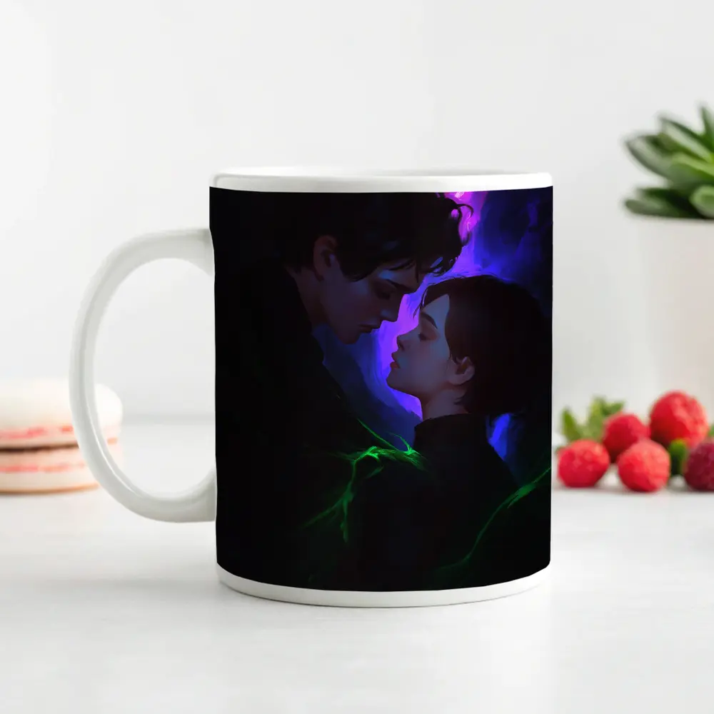 Dark Fantasy Couple Glowing Purple Green – Mugs