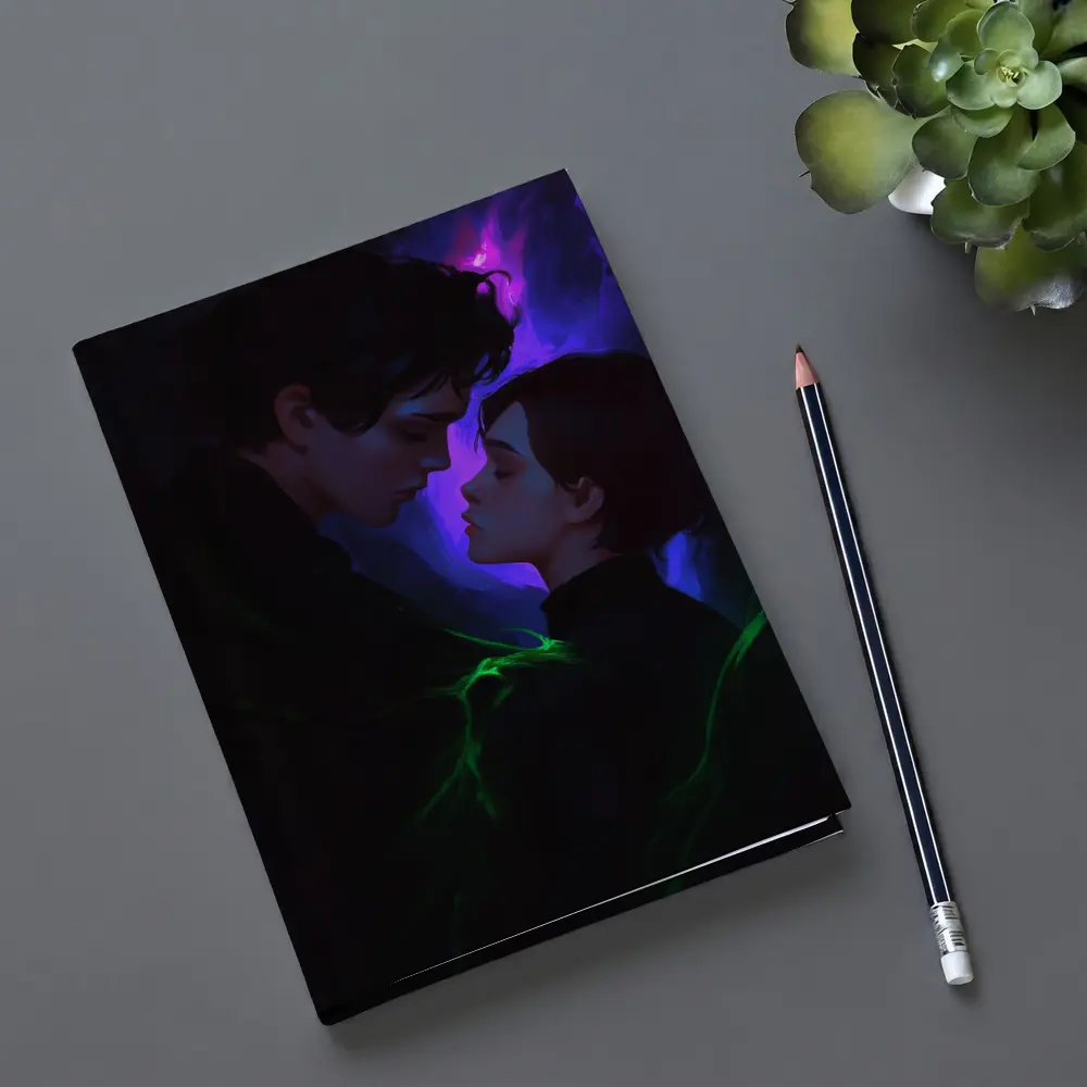 Dark Fantasy Couple Glowing Purple Green – Notebooks