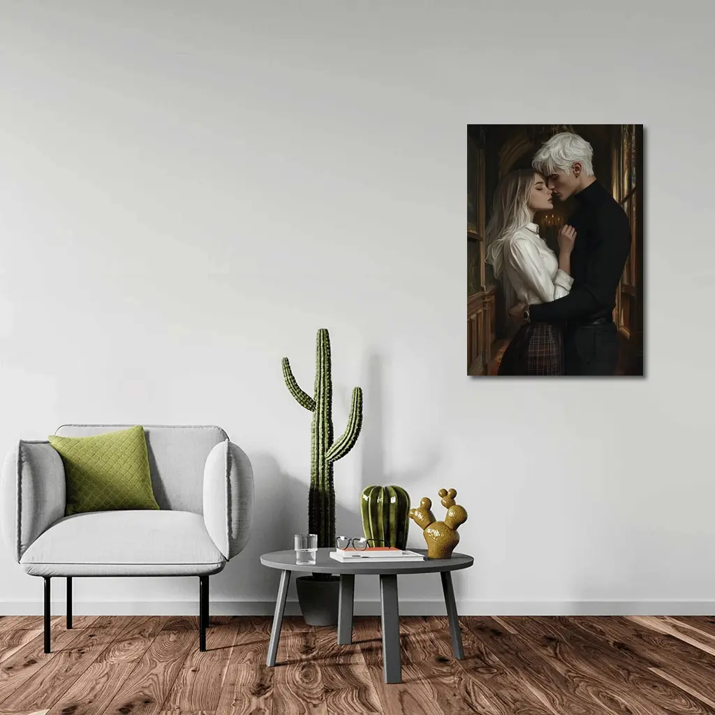 Dark Academia Romance Couple Gothic Hall – Wall Art