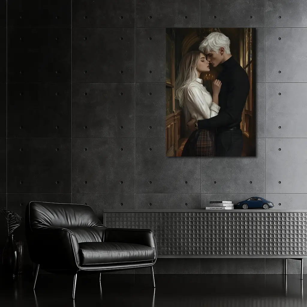 Dark Academia Romance Couple Gothic Hall – Wall Art