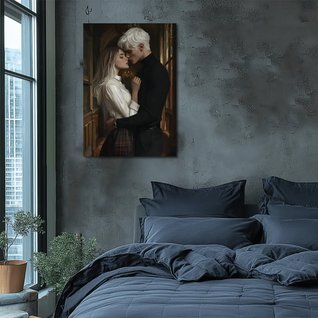 Dark Academia Romance Couple Gothic Hall – Wall Art