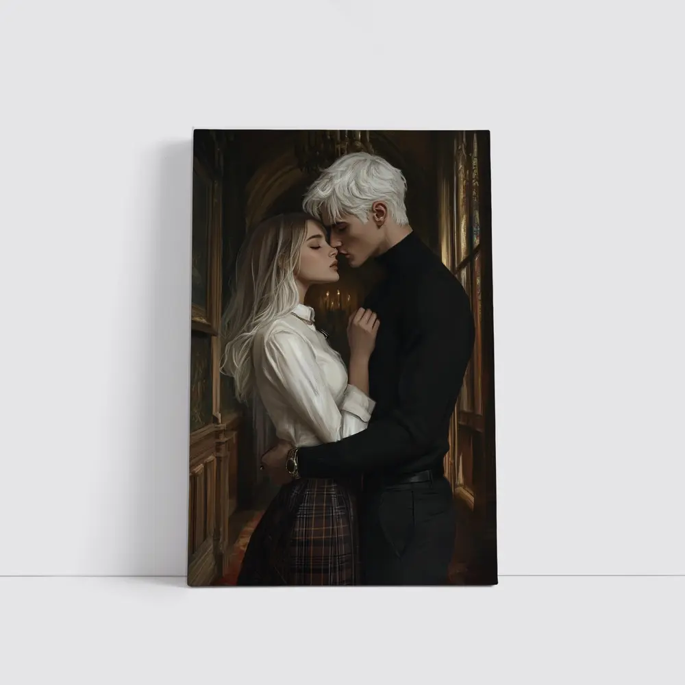 Dark Academia Romance Couple Gothic Hall – Wall Art