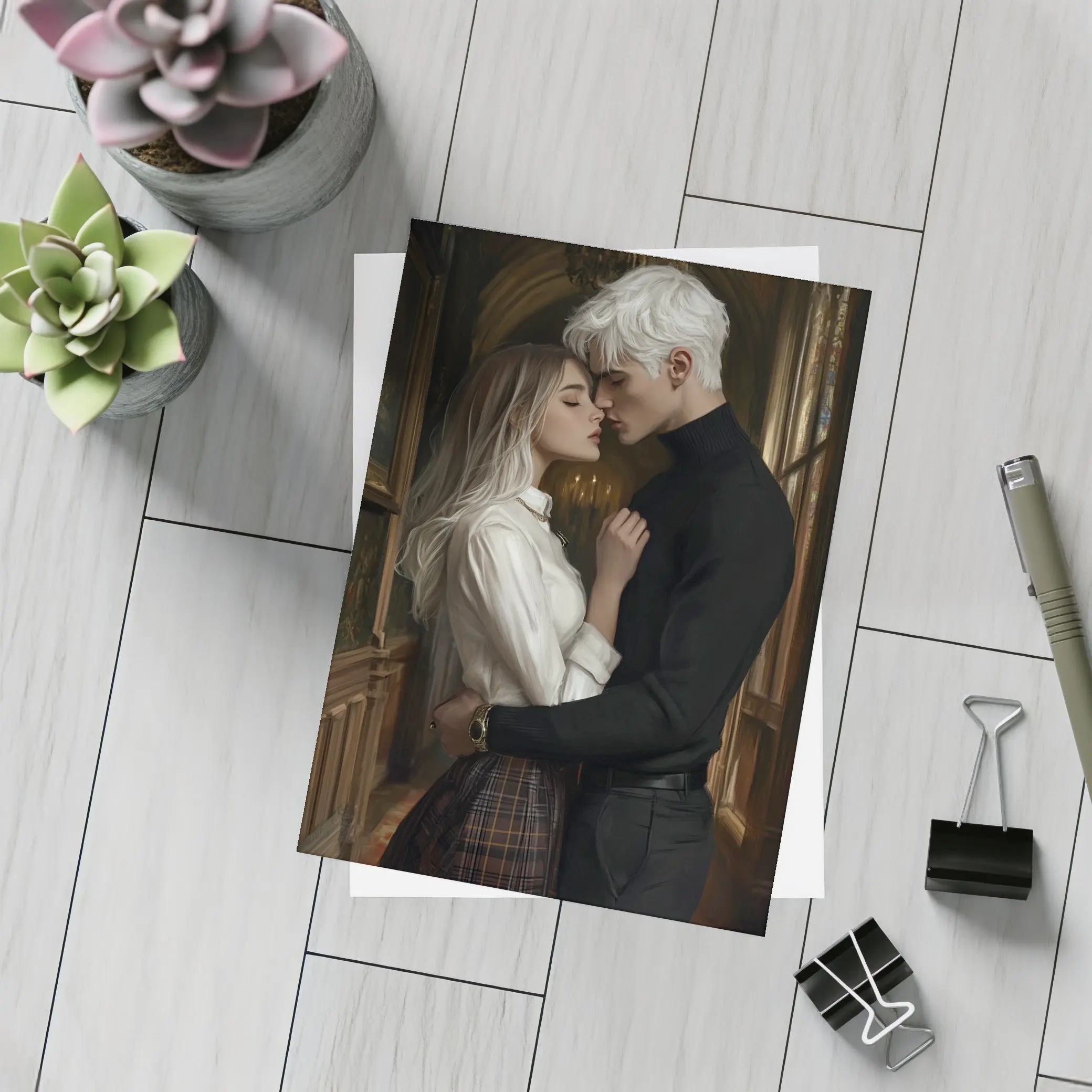 Dark Academia Romance Couple Gothic Hall – Postcards