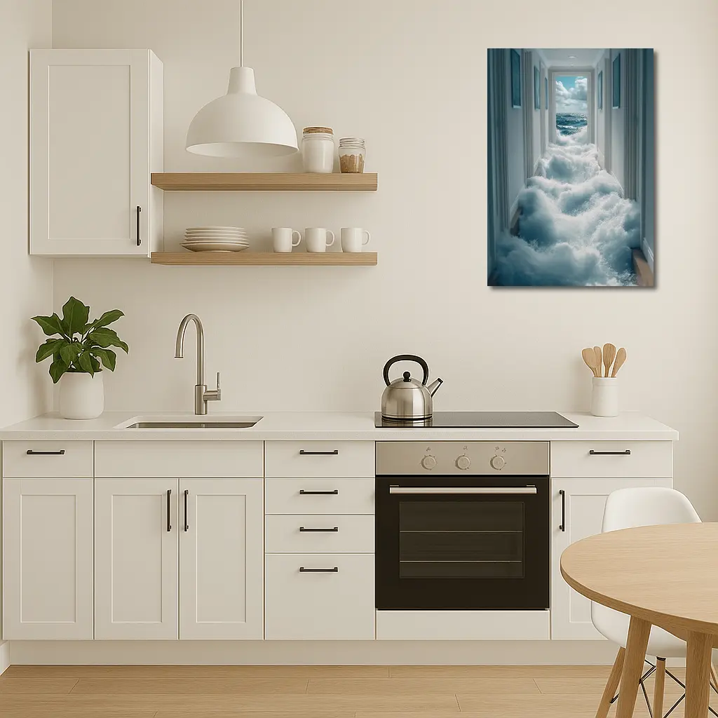 Ocean Waves Flooding Indoor Hallway Surreal – Wall Art