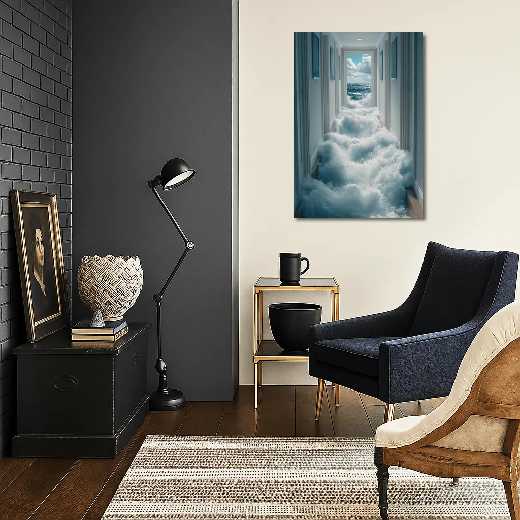 Ocean Waves Flooding Indoor Hallway Surreal – Wall Art
