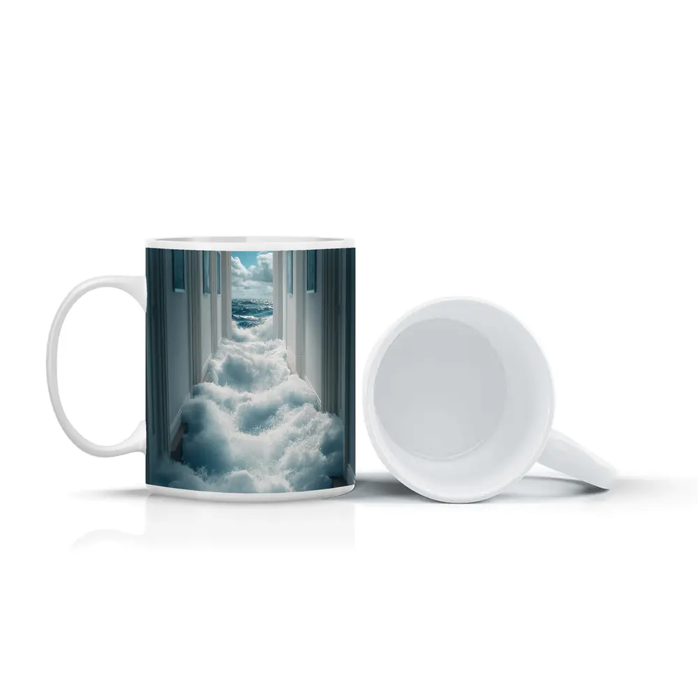 Ocean Waves Flooding Indoor Hallway Surreal – Mugs