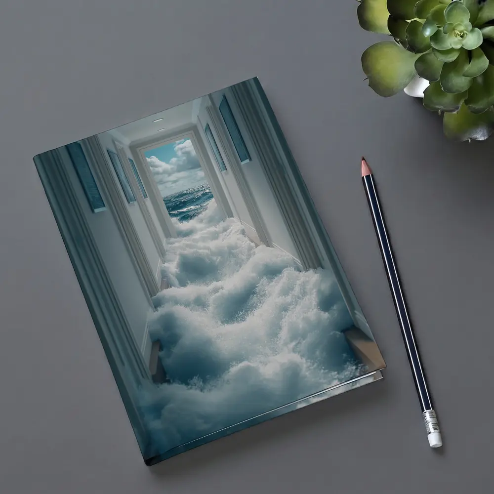 Ocean Waves Flooding Indoor Hallway Surreal – Notebooks