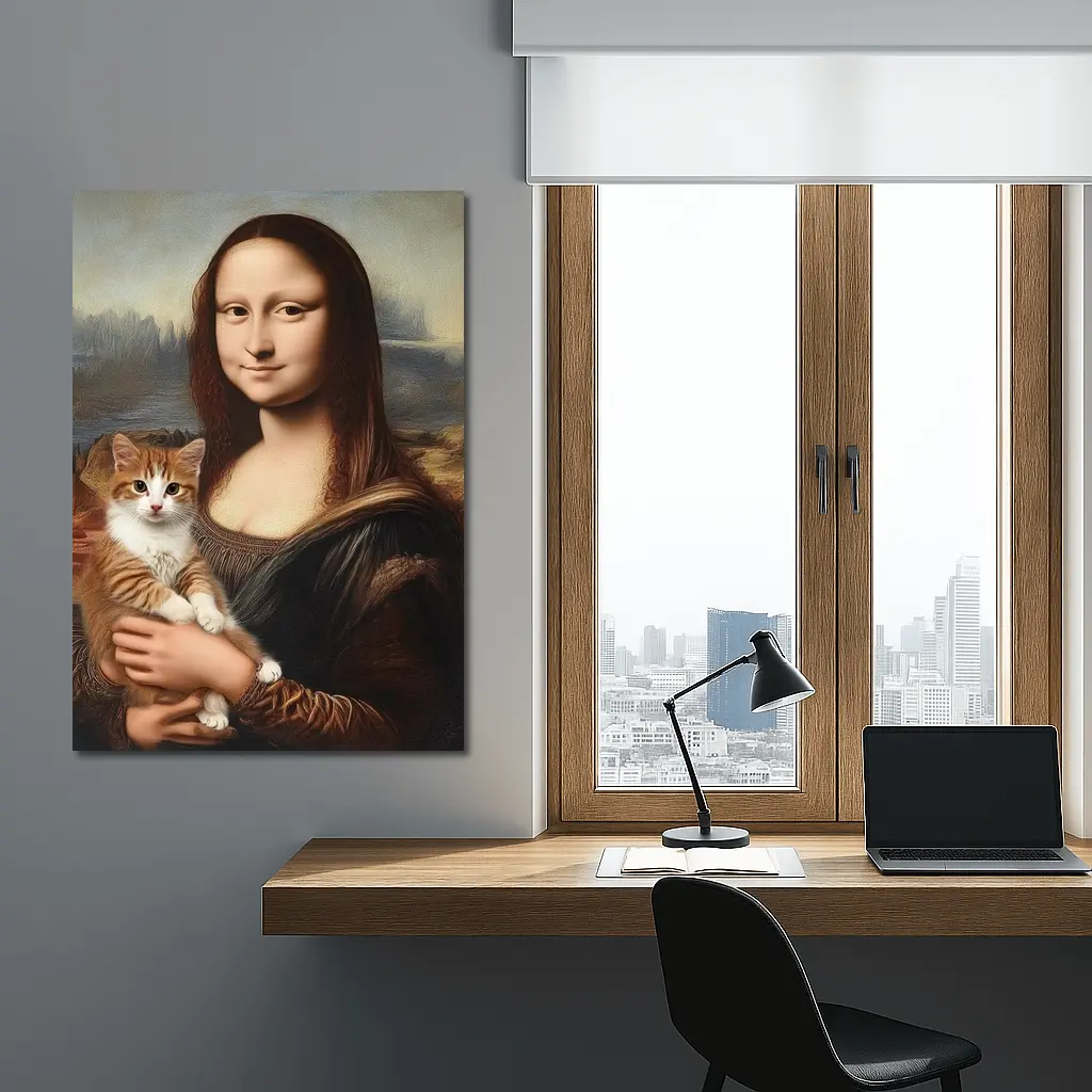 Mona Lisa Holding Orange Tabby Cat – Wall Art