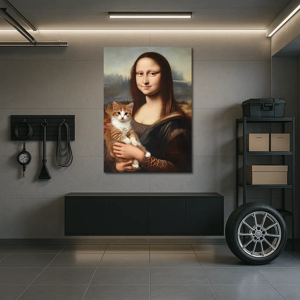 Mona Lisa Holding Orange Tabby Cat – Wall Art