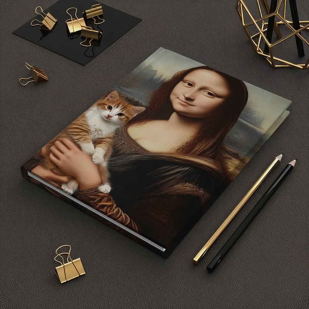 Mona Lisa Holding Orange Tabby Cat – Notebooks