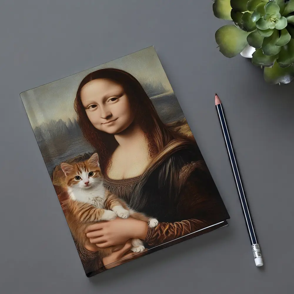 Mona Lisa Holding Orange Tabby Cat – Notebooks