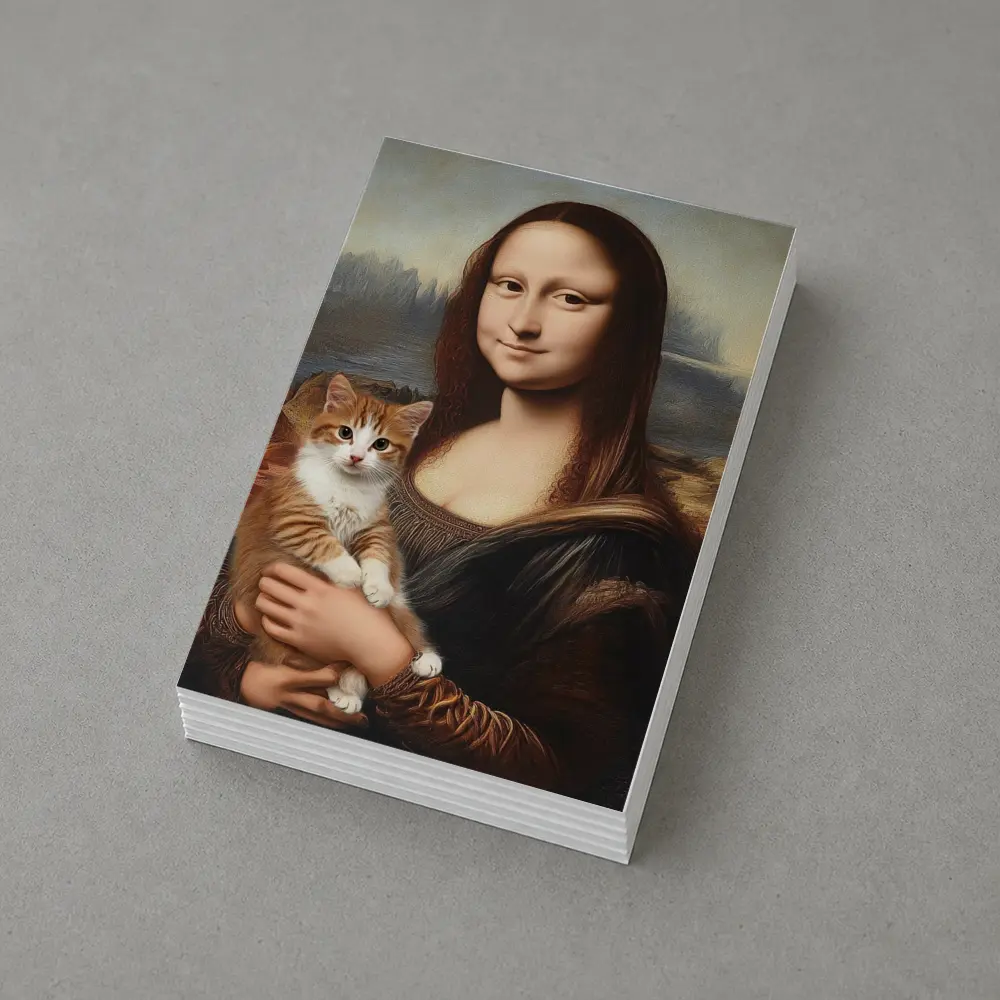 Mona Lisa Holding Orange Tabby Cat – Postcards
