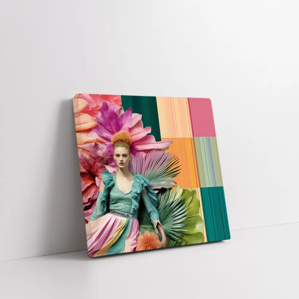 Fashion Woman Tropical Floral Colorful Art – Wall Art