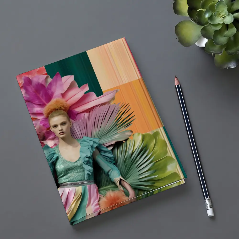 Fashion Woman Tropical Floral Colorful Art – Notebooks