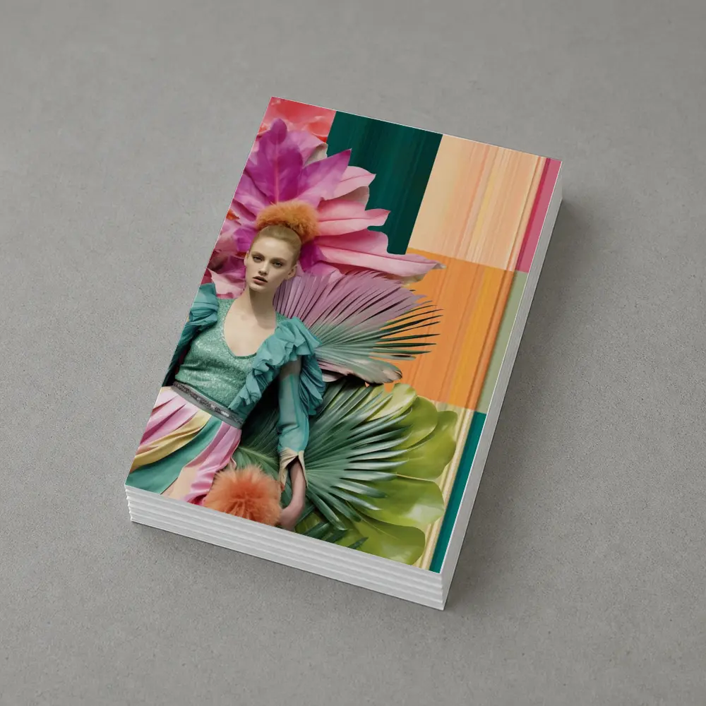 Fashion Woman Tropical Floral Colorful Art – Postcards