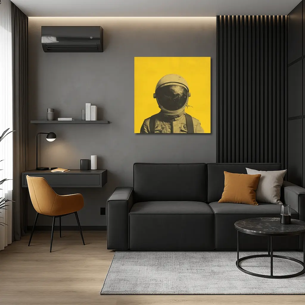 Retro Astronaut Portrait Yellow Background Art – Wall Art