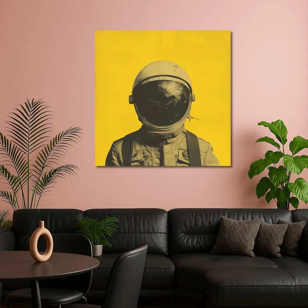 Retro Astronaut Portrait Yellow Background Art – Wall Art